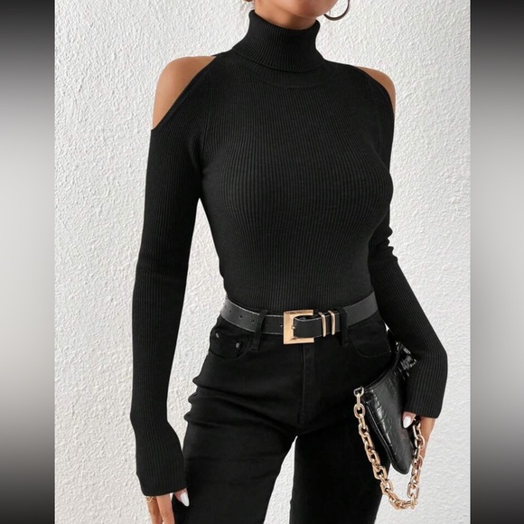Turtleneck Cold Shoulder Sweater - Picture 8 of 10